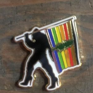 Cascadia Sassysquatch w/ Rainbow Flag Lapel Pin